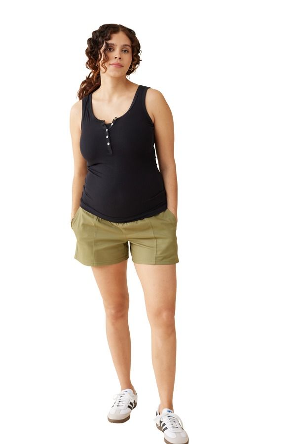イングリッドイザベル レディース ボトムス ハーフパンツ・ショーツ マタニティ Ingrid Isabel Theveryday Maternity Woven Short Olive オリーブ
