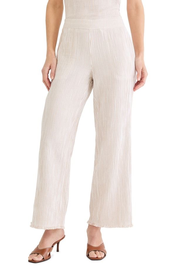 ニックプラスゾーイ レディース ボトムス レギンス ワイドレッグ パンツ コットン NICZOE Pinstripe Cotton Blend Gauze Wide Leg Pants Neutral Multi マルチカラー