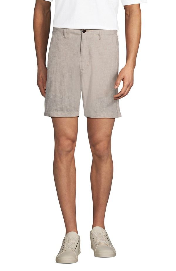ランズエンド メンズ ボトムス ハーフパンツ・ショーツ リネン Lands End 7 Classic Fit Linen Blend Short Pale Desertan タン