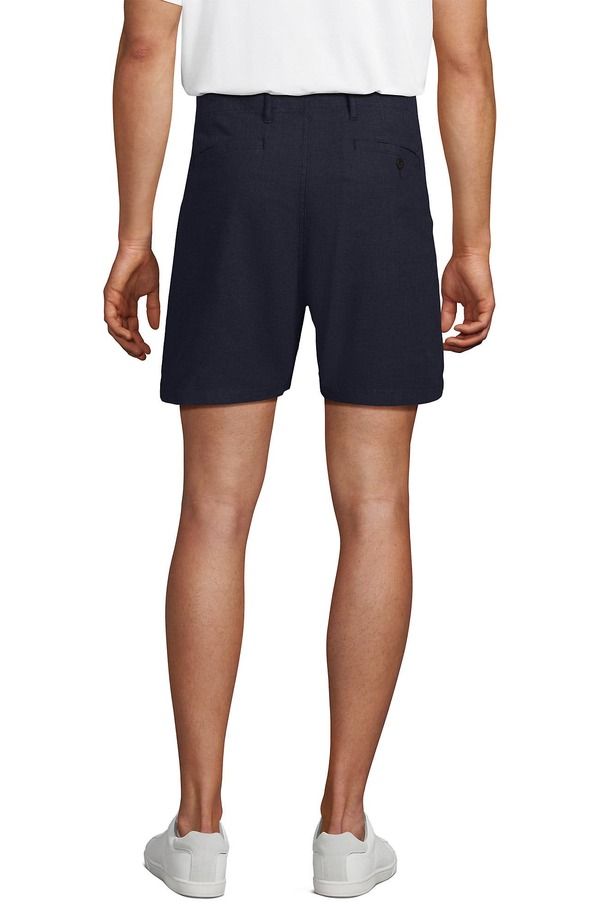ランズエンド メンズ ボトムス ハーフパンツ・ショーツ リネン Lands End 7 Classic Fit Linen Blend Short Radiant Navy Houndstooth ネイビー