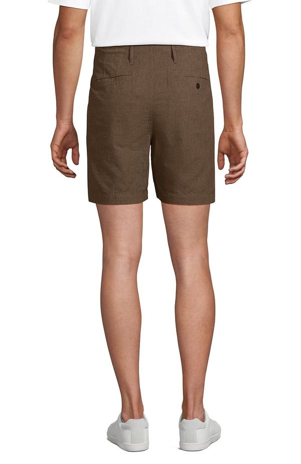 ランズエンド メンズ ボトムス ハーフパンツ・ショーツ リネン Lands End 7 Classic Fit Linen Blend Short Dark WalnutTaupe Houndstooth トープ