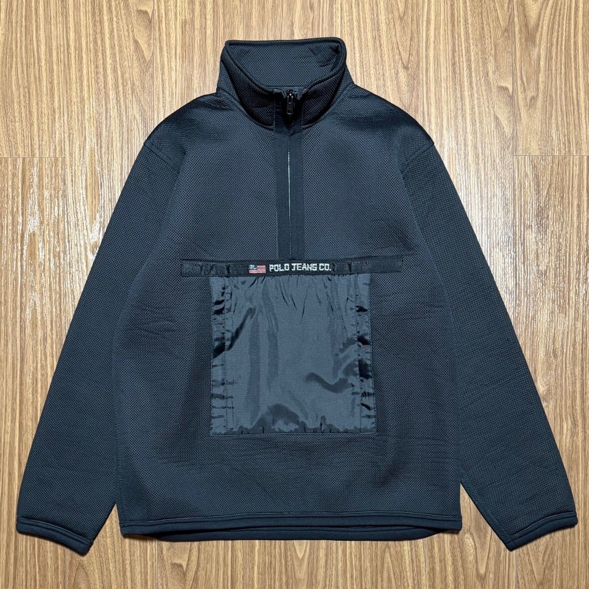 POLO JEANS ビッグロゴ メッシュ ハーフジップ ジャケット L ブラック
