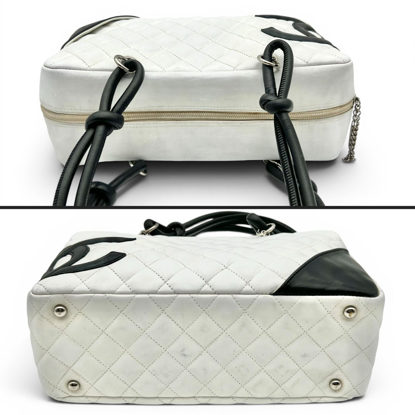 CHANEL シャネル カンボンライン ボーリングバッグ ホワイト 10番台 CHANEL シャネル カンボンライン ボーリングバッグ ホワイト 10番台