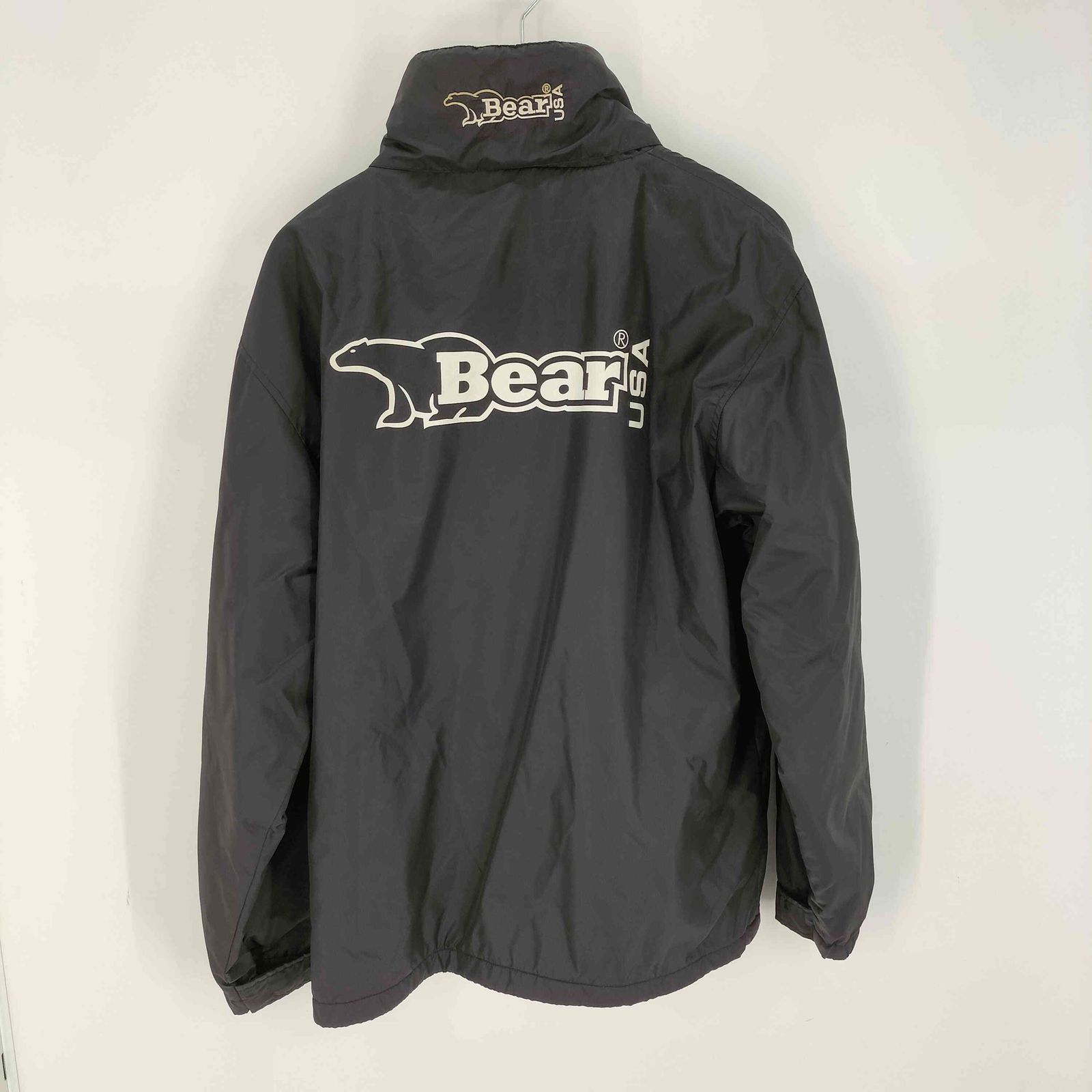 ベアーユーエスエー BEAR USA 黒デカロゴ 裏地フリース ナイロン 