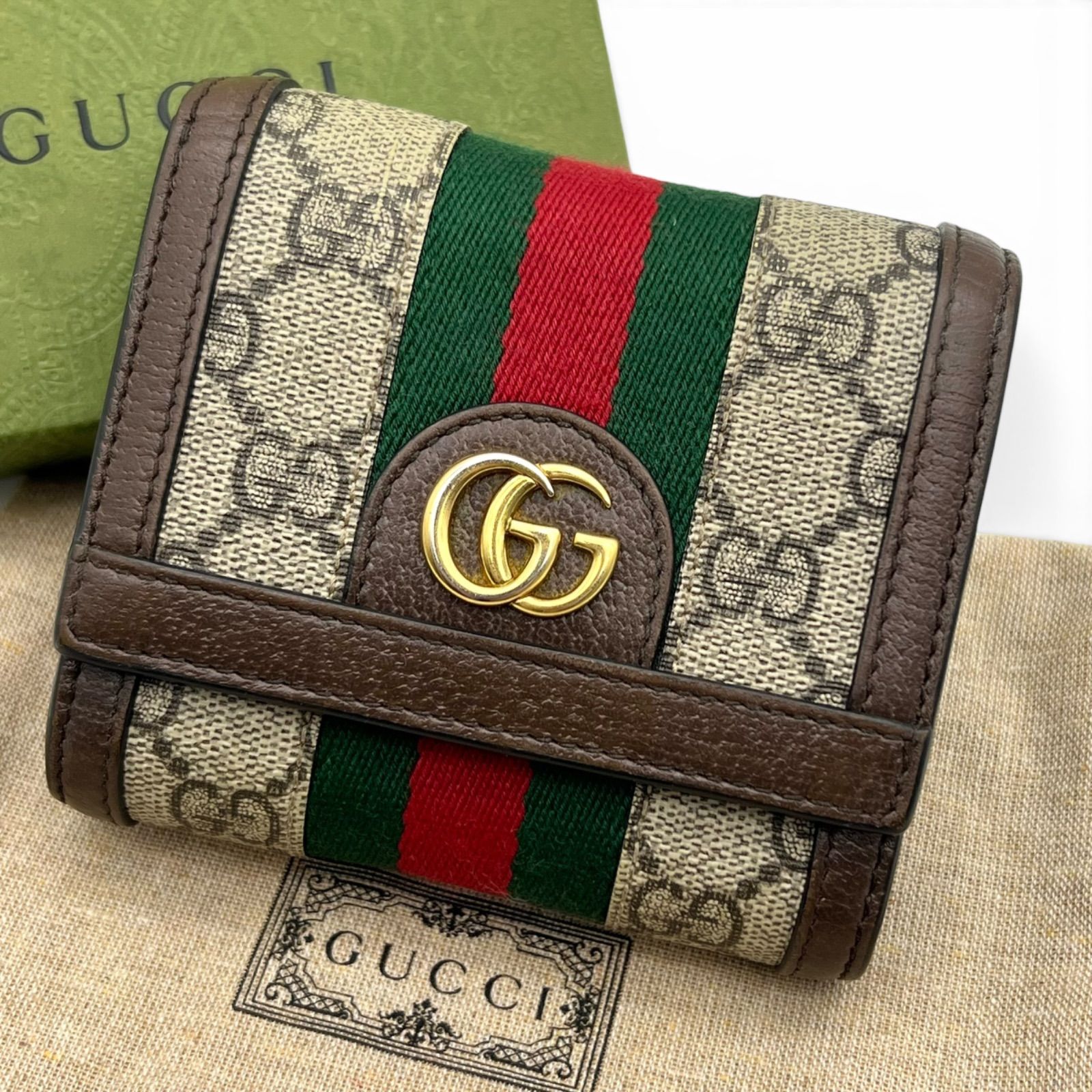 美品　GUCCI グッチ オフィディア GGマーモント　スプリーム 2つ折り財布 GUCCI グッチ GGスプリーム GGマーモント オフィディア 二つ折り財布