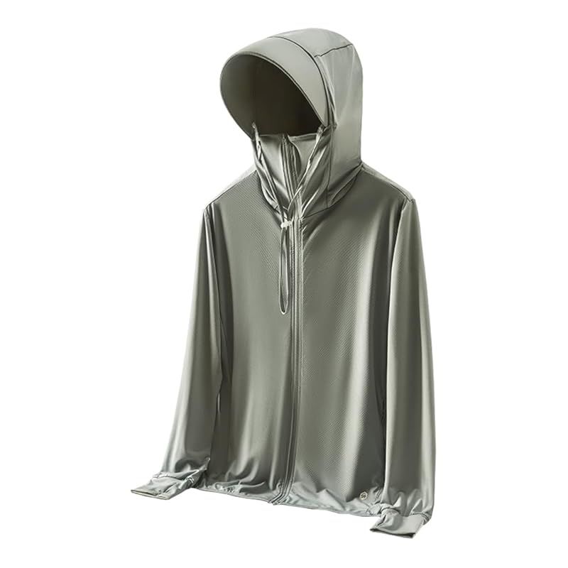 [SUKINANA] ラッシュガード メンズ UVカットパーカー 夏服 UPF50+ 日焼け対策ウェア アウター ラッシュパーカー 長袖 フード付き 冷感素材 軽量 通気性 シンプル おしゃれ (JP, アルファベット, 2XL, グリーン) 1