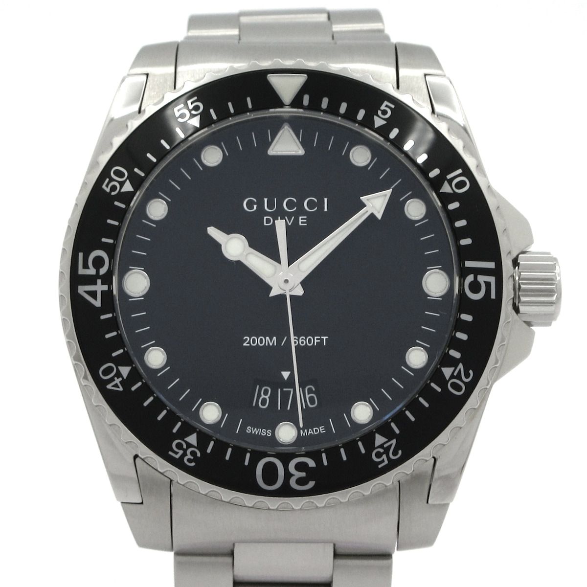 GUCCI(グッチ) 腕時計美品 ダイブ 136.3 メンズ SS 黒