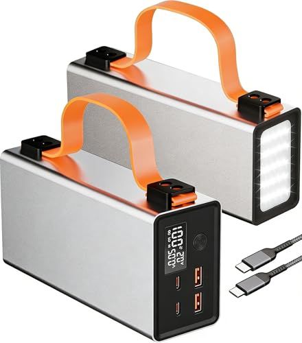 ポータブル電源 86000mAh/140W 4 ポート (USB?A×2＋USB?C×2) PD3.1 急速充電 入出力 パススルー充電 ハンドル付き デジタル残量表示 LED ライト 100W 充電ケーブル付属 PSE 認証済み 各種機器対応 (シルバーｍａ