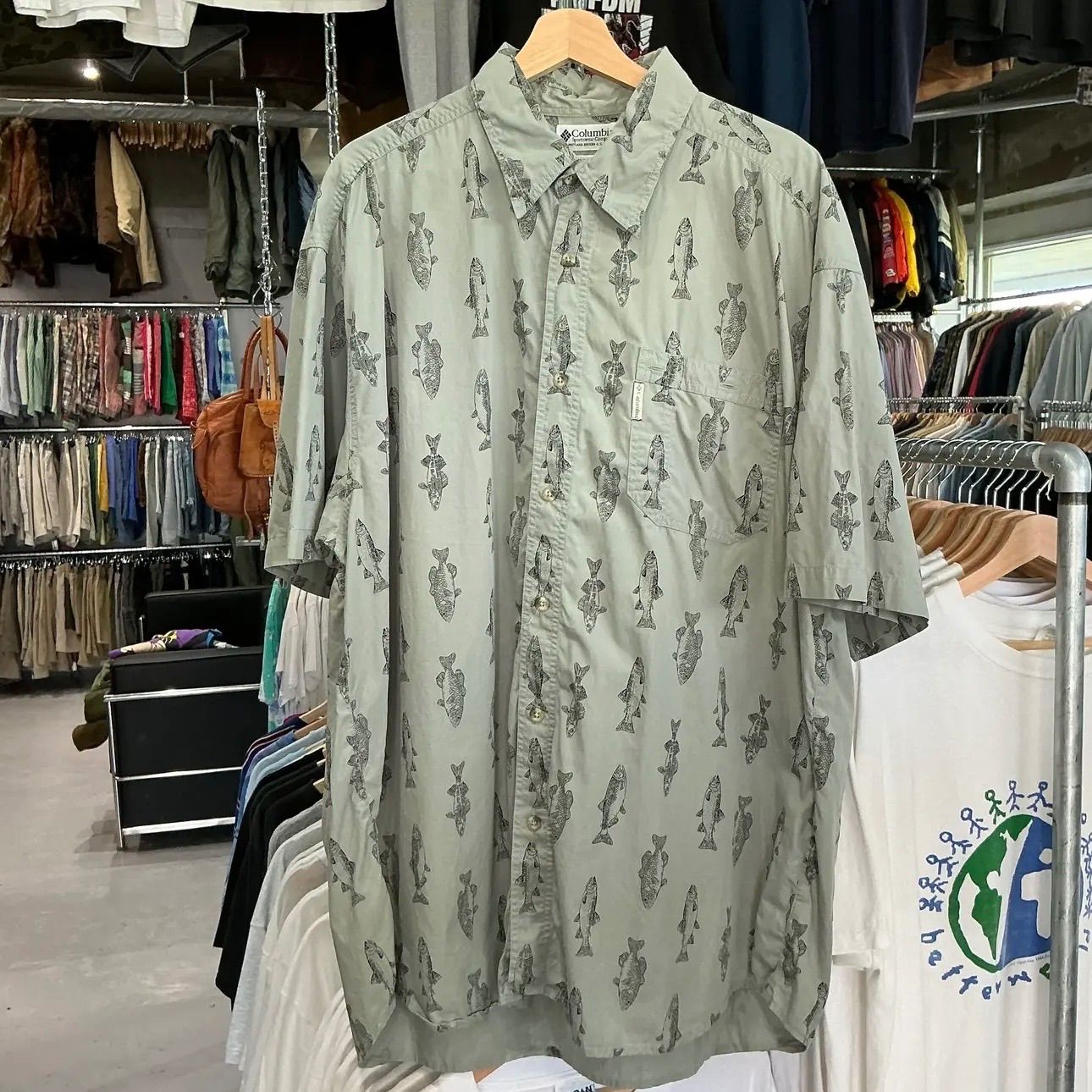 Columbia Fish Pattern S/S Shirt コロンビア 魚柄 半袖シャツ