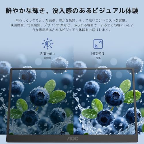 AOC公式】 モバイルモニター 15.6インチ 1920x1080 FHD IPSパネル 100