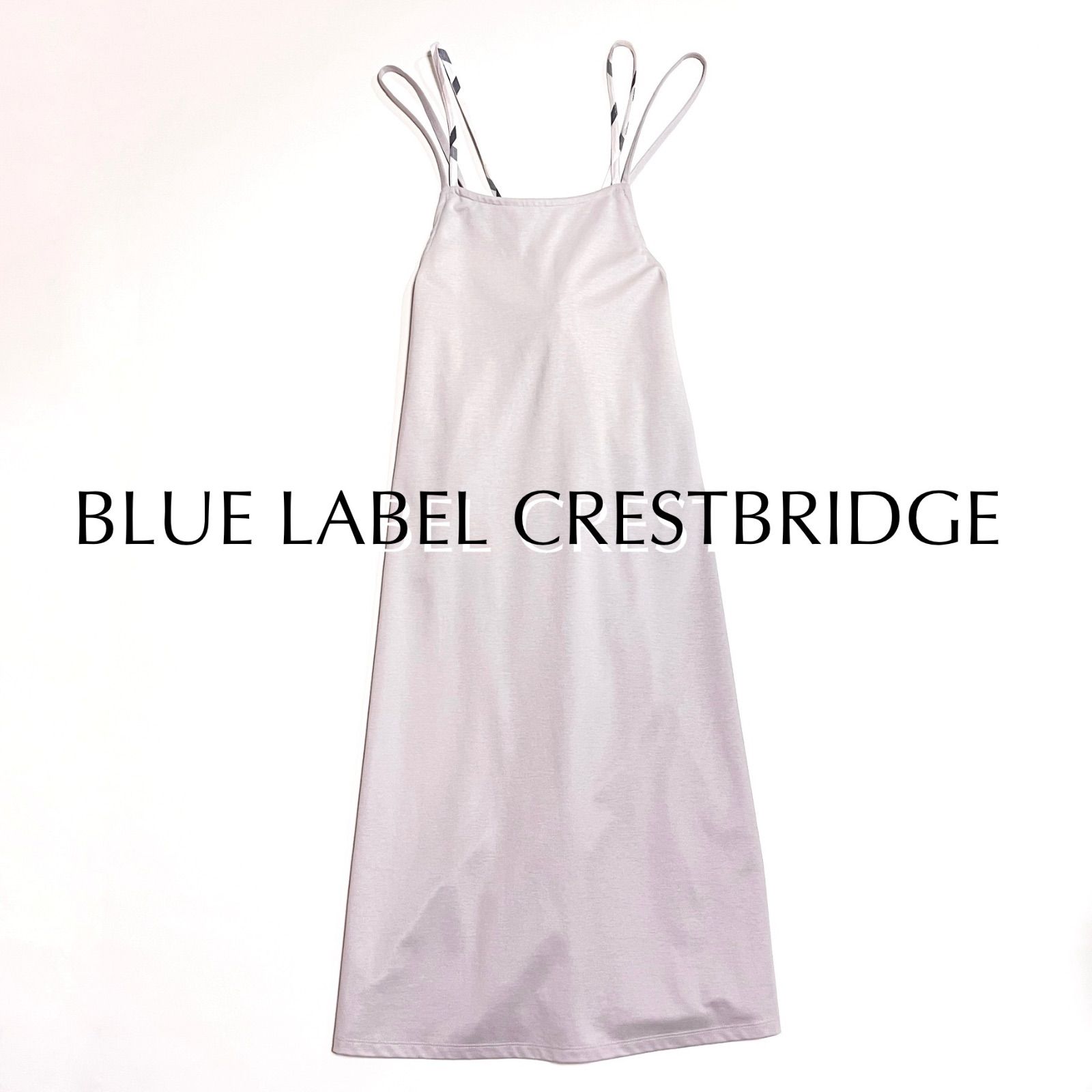 kU26 BLUE LABEL CRESTBRIDGE ハイカウントシルエットポンチエプロンドレス キャミソールワンピース ロングワンピース チェック柄 ピンク ブルーレーベルクレストブリッジ 定価29,700円