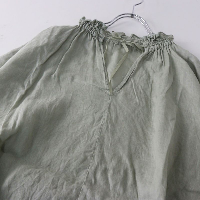 ネストローブ nest Robe リネンフリルネックチュニック F｜グリーン系