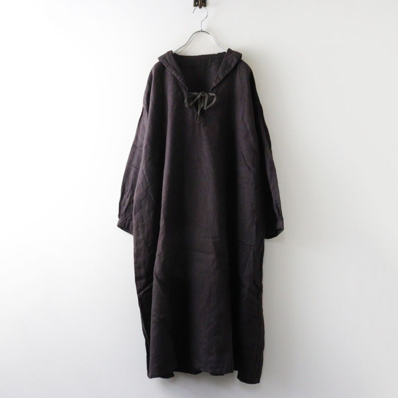 2023AAW ネストローブ nest Robe 起毛リネンプチセーラースモックワンピースリネンワンピース F｜チャコールグレー【2400014961744】