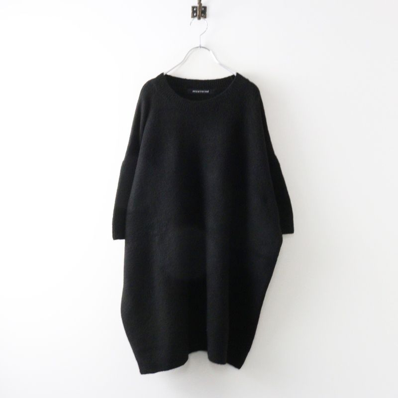 2023AW ミズイロインド mizuiro ind half slv c/neck tunic ニット プルオーバー ｜ブラック トップス【2400014961836】