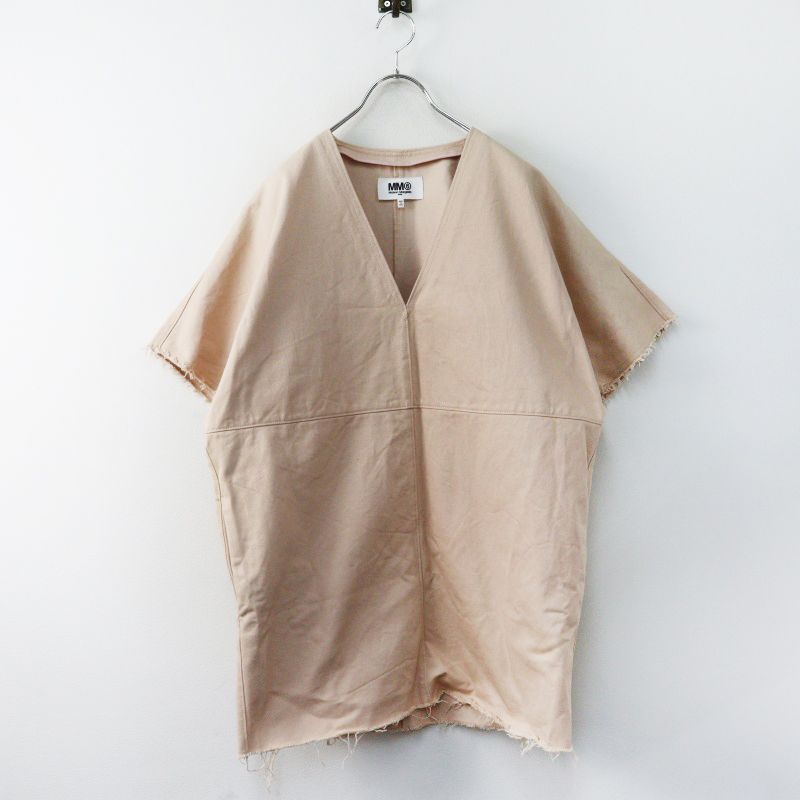 エムエム6 メゾンマルジェラ MM6 Maison Margiela コットンVネックチュニック 38＼ベージュ ブラウス カットオフ【2400014963182】