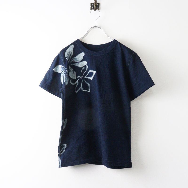 Archive Pal'las Palace indigo flower-print Short-sleeved T-shirt 3 navy┃パラスパレス インディゴ フラワーTシャツ【2400014964134】