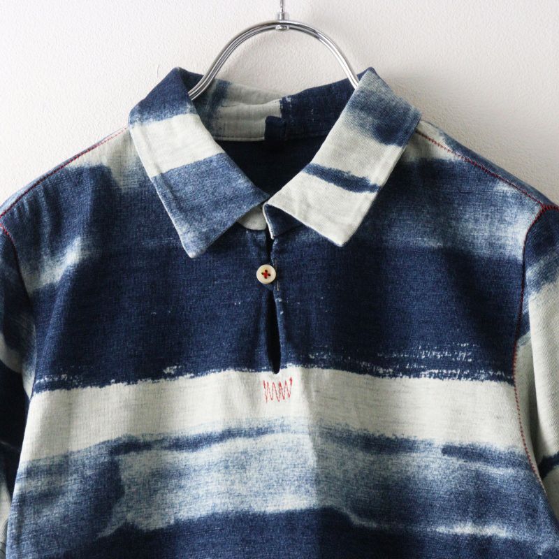 Archive Pal'las Palace indigo border Short sleeved polo shirt 3