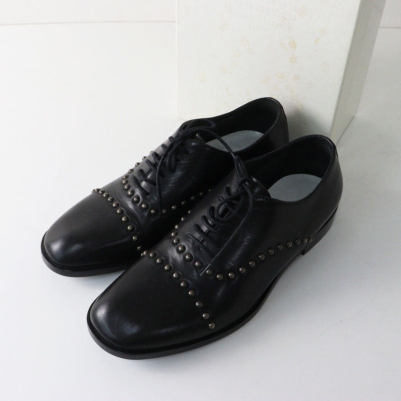 極美品 Archive メゾンマルジェラ Maison Margiela レザー スタッズ ドレスシューズ 38.5｜ブラック 約24.5cm【2400014939101】