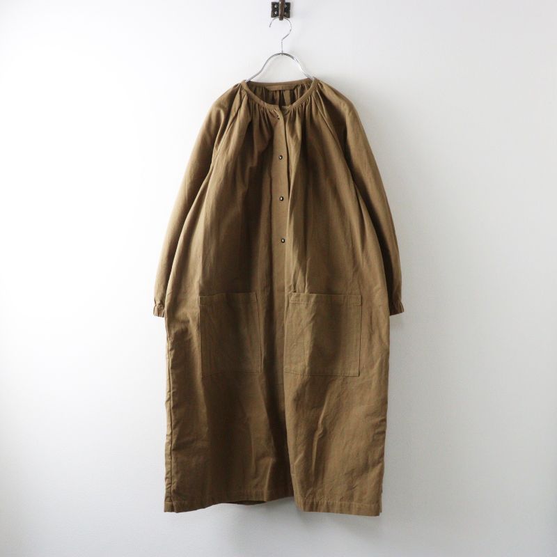 ランフランセダンタン Lin francais d'antan コートワンピース‖キャメル ドレス ロング ギャザー 長袖 前開き【2400014962451】