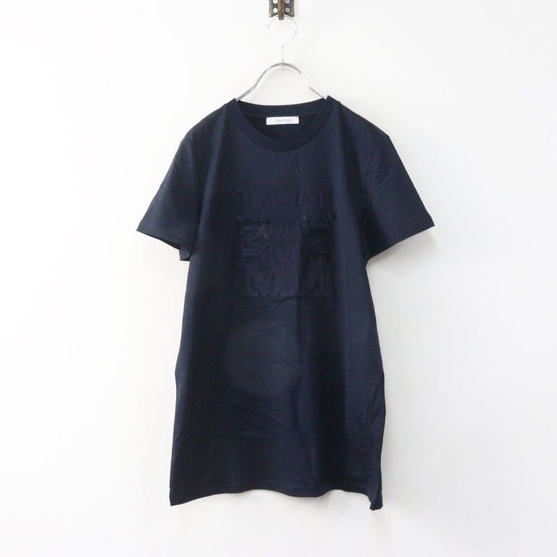 美品 2024 マックスマーラ Max Mara TAVERNA 刺繍 クルーネック カットソー S|ネイビー Tシャツ ブラウス 半袖【2400014962345】