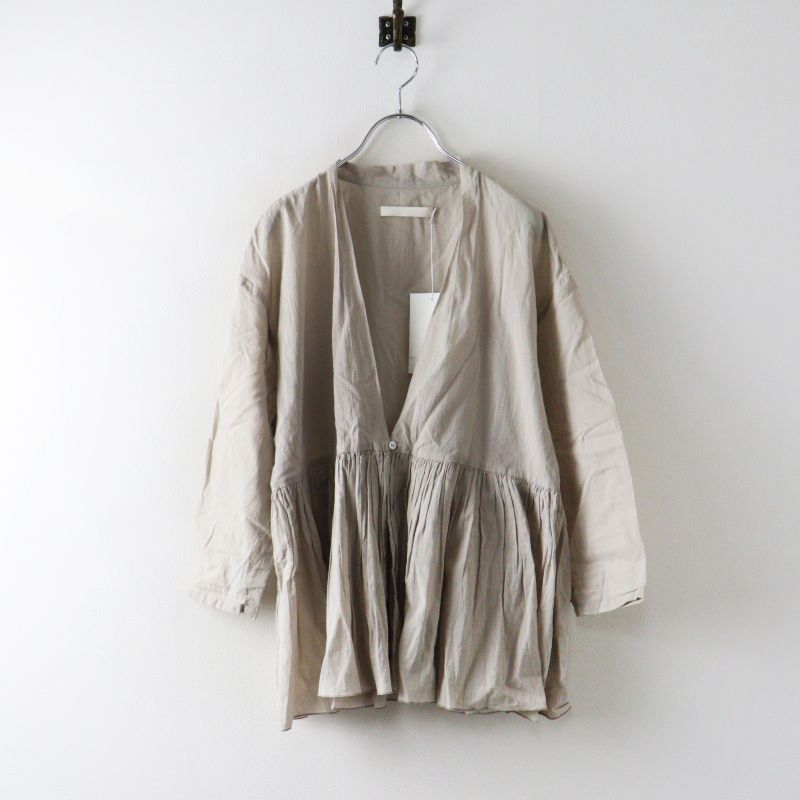 定価24200円 エヴァムエヴァ evam eva cotton gathered cardigan コットンギャザーカーディガン M グレー／【2400014971088】