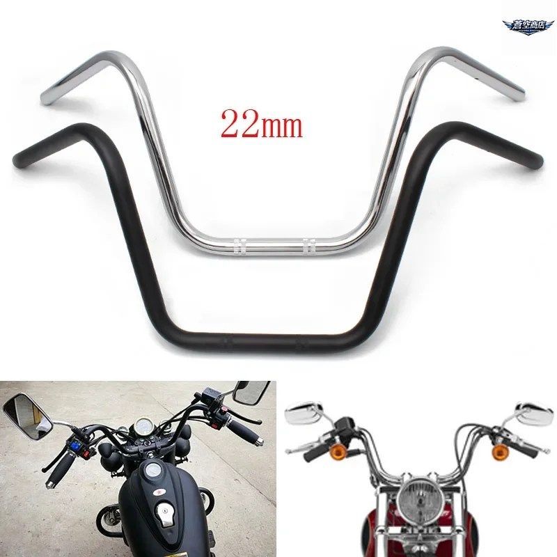22MM 7/8インチオートバイハイライダースチールハンドルバーバーホンダカワサキハーレーチョッパーカフェレーサー