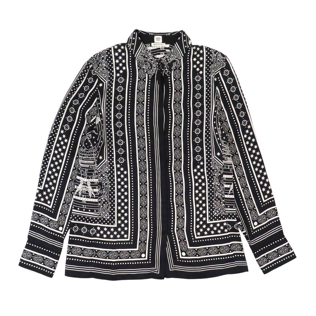 エルメス DIES ET HORE 占星術 長袖シャツ レディース ブラック HERMES【中古】 【アパレル・小物】