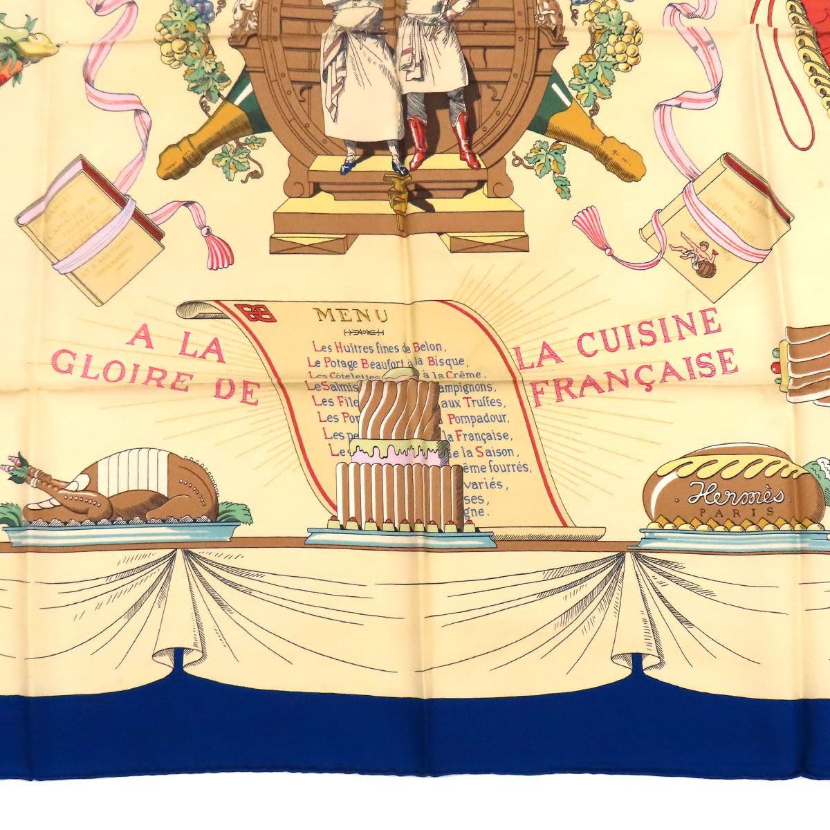 エルメス カレ 90 フランス料理を讃えて スカーフ A LA GLOIRE DE LA CUISINE FRANCAISE ユニセックス ブルー オフホワイト HERMES【中古】 【アパレル・小物】 エルメス カレ 90 フランス料理を讃えて スカーフ A LA GLOIRE DE LA CUISINE FRANCAISE ユニセックス ブルー オフホワイト HERMES【中古】 【アパレル・小物】