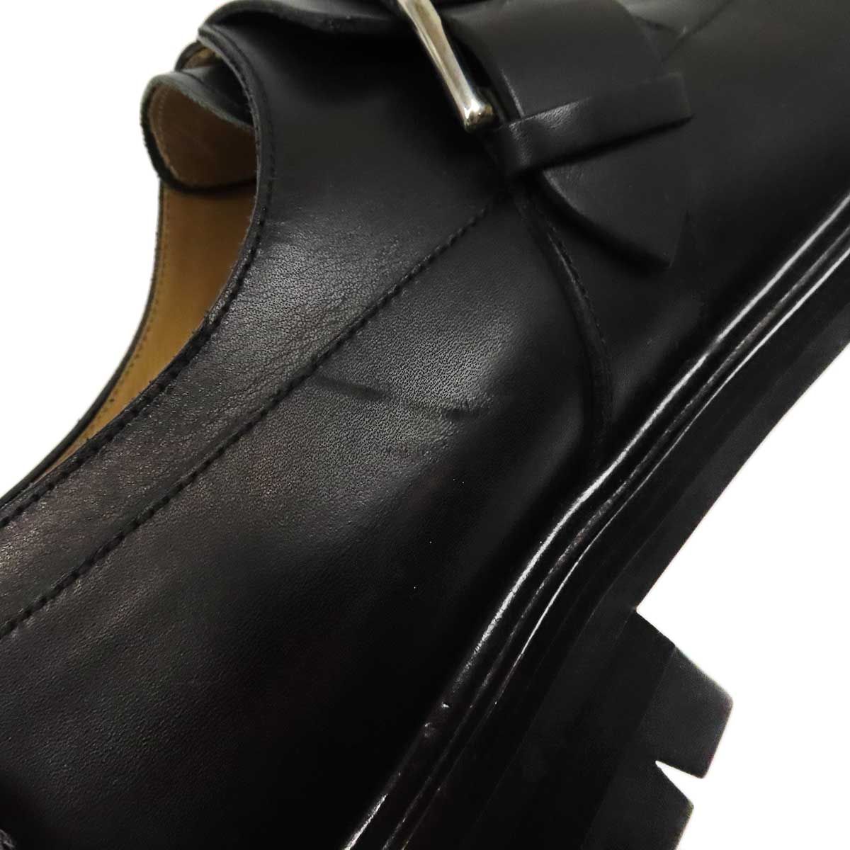 エルメス モンクストラップ レザー シューズ メンズ ブラック HERMES