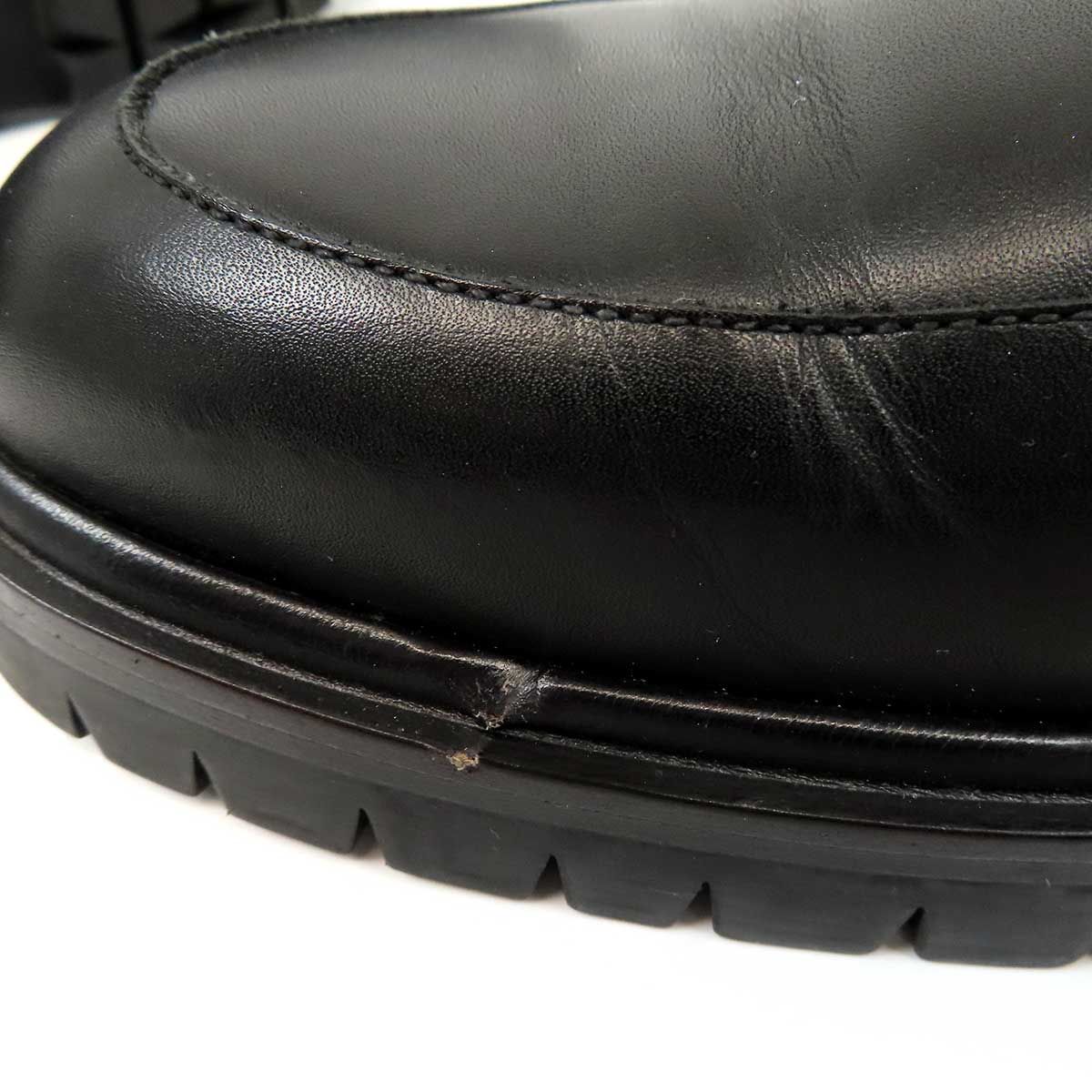 エルメス モンクストラップ レザー シューズ メンズ ブラック HERMES