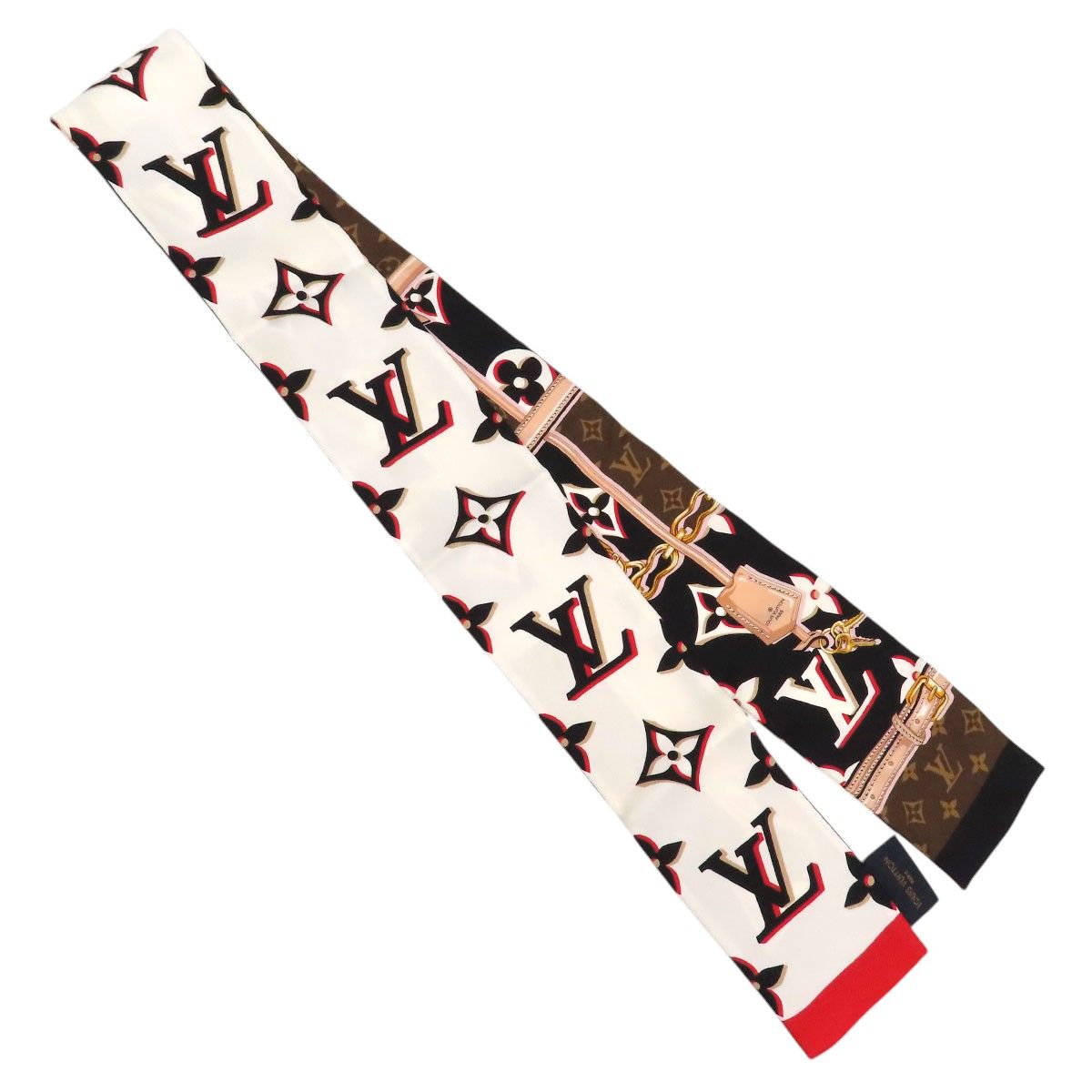 ルイヴィトン バンドー パーフェクトマッチ モノグラム スカーフ M76733 ユニセックス ホワイト ブラウン ブラック LOUIS VUITTON【中古】 【アパレル・小物】