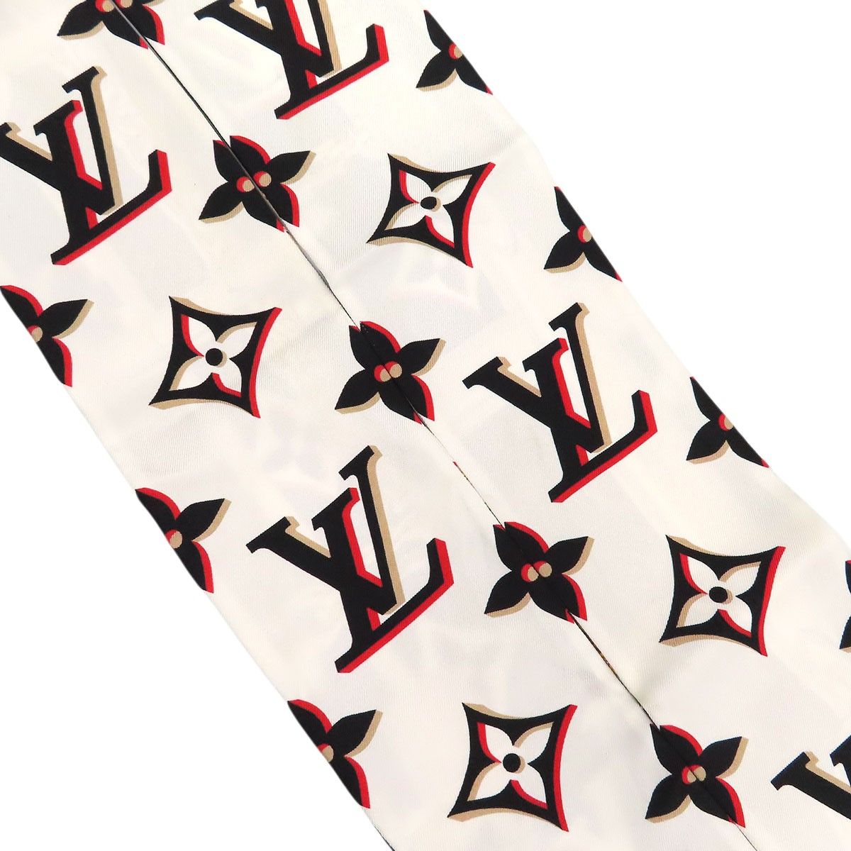 ルイヴィトン バンドー パーフェクトマッチ モノグラム スカーフ M76733 ユニセックス ホワイト ブラウン ブラック LOUIS VUITTON【中古】 【アパレル・小物】