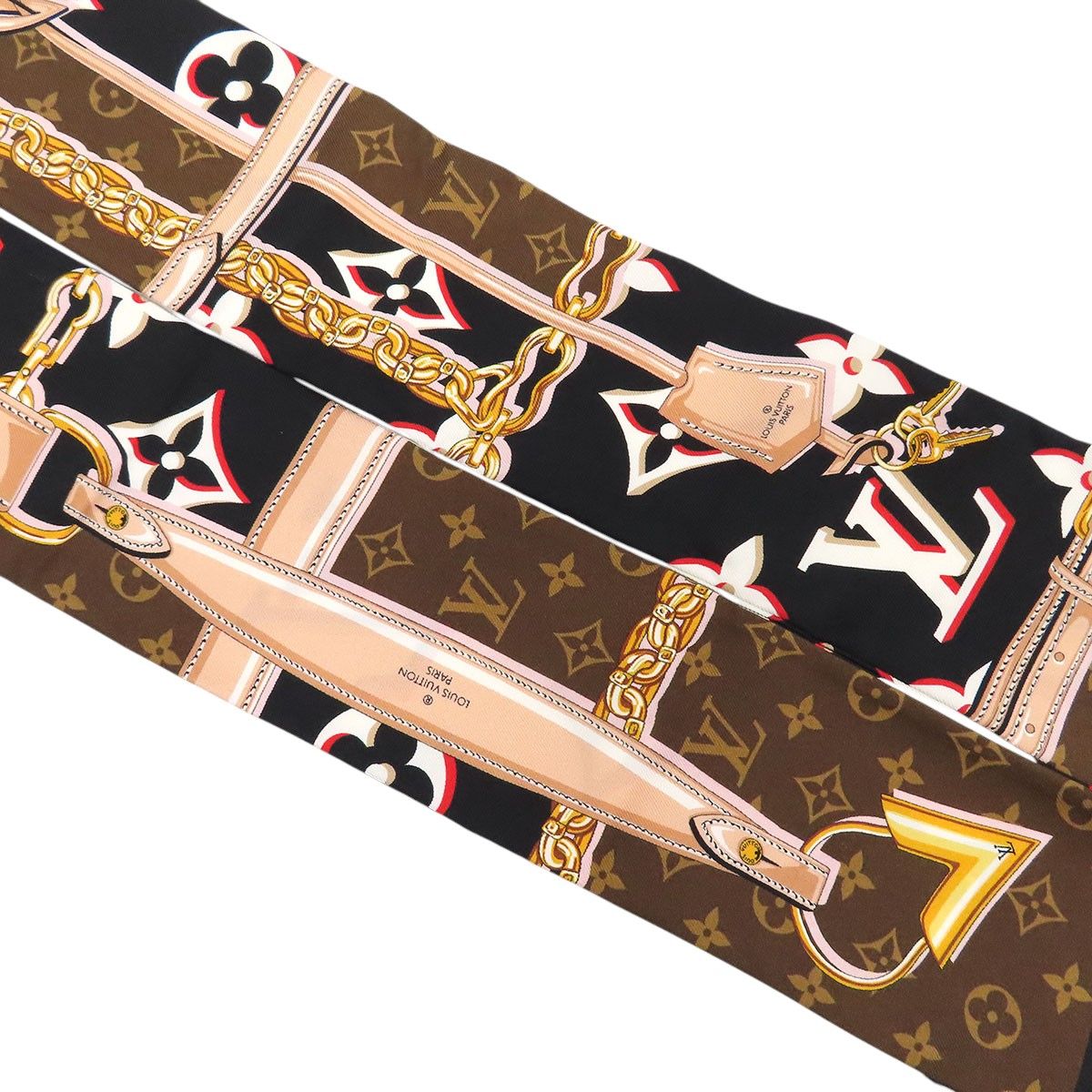 ルイヴィトン バンドー パーフェクトマッチ モノグラム スカーフ M76733 ユニセックス ホワイト ブラウン ブラック LOUIS VUITTON【中古】 【アパレル・小物】