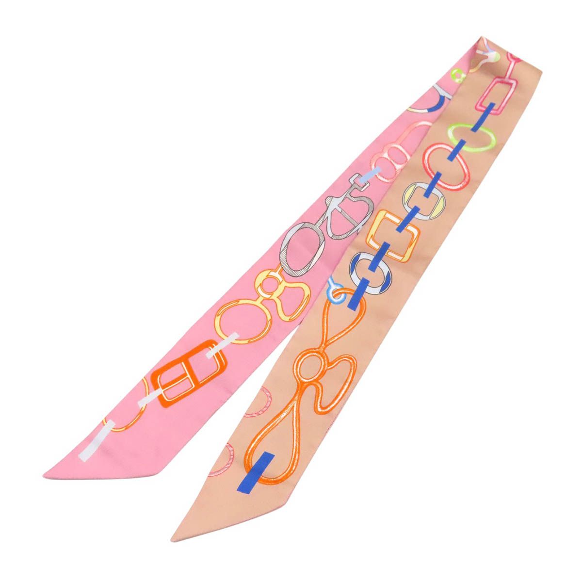 エルメス ツイリー Do Re Boucles ドゥ レ ブックル スカーフ ユニセックス ピンク HERMES【中古】 【アパレル・小物】