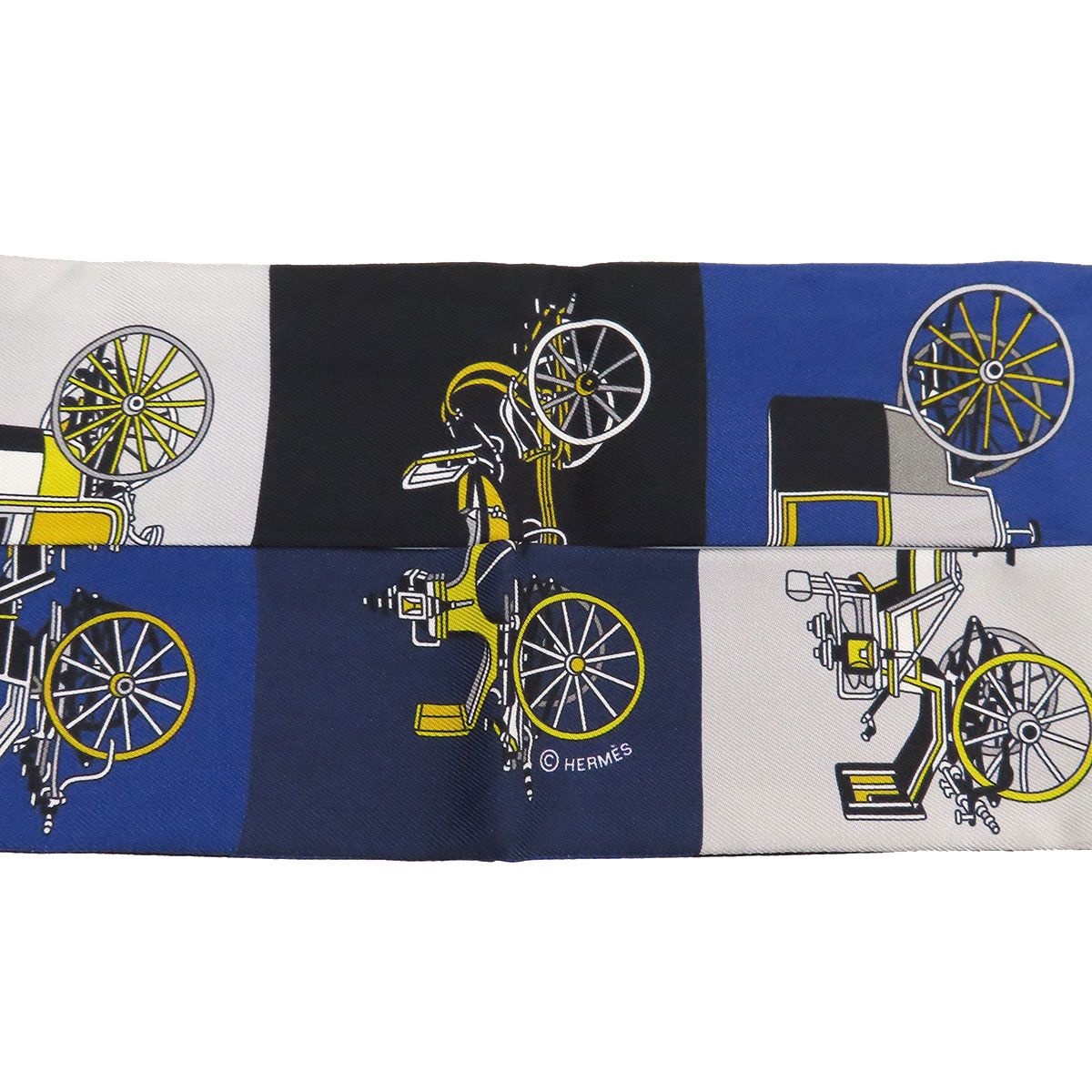 エルメス ツイリー Voitures Exquises 精巧な馬車 スカーフ ユニセックス ネイビー HERMES【中古】 【アパレル・小物】