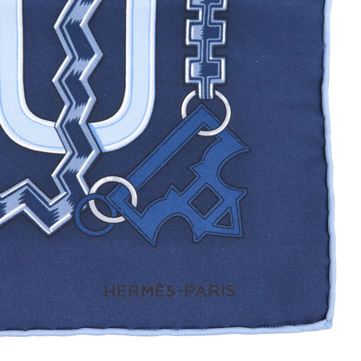 エルメス カレ 45 24 ブリッド エ シェーヌ スカーフ H804264T ユニセックス ブルー HERMES【中古】 【アパレル・小物】