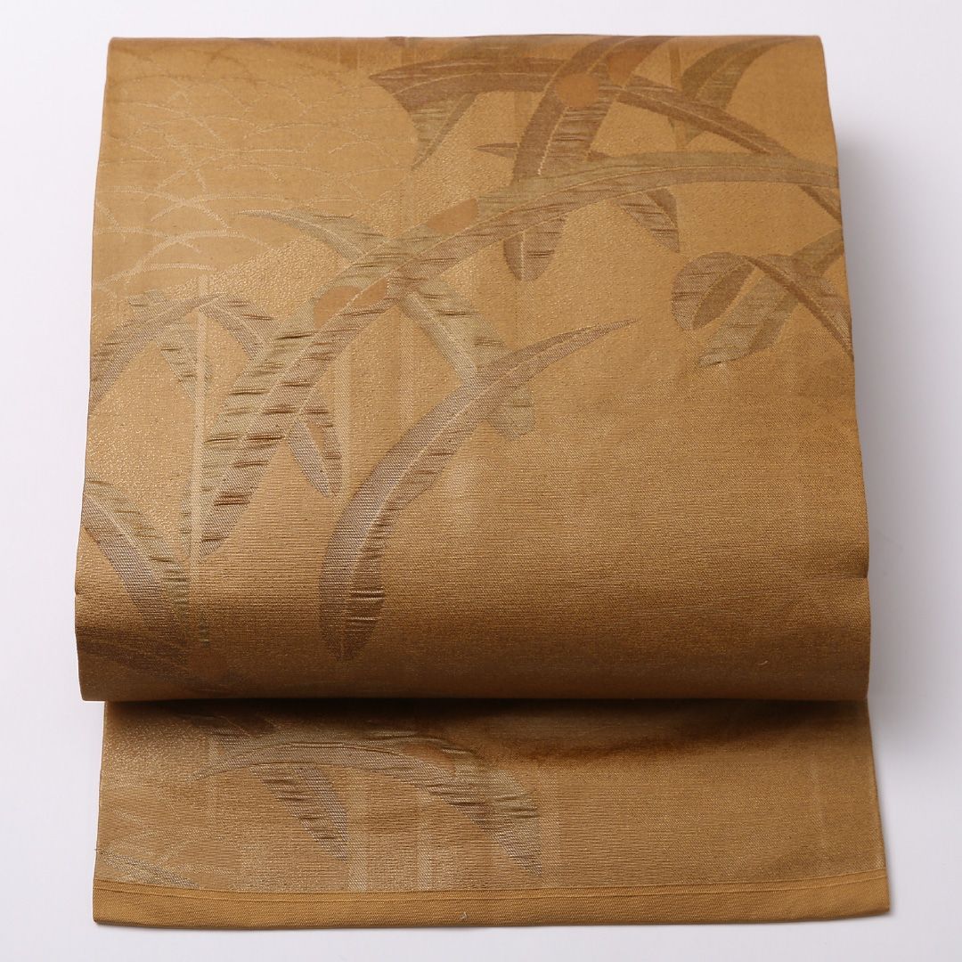 特価!未使用品 九寸名古屋帯 Nランク 帯丈347cm 正絹 六通 名古屋仕立て 織り インフォーマル 蘭 茶系 HP 1245-02640