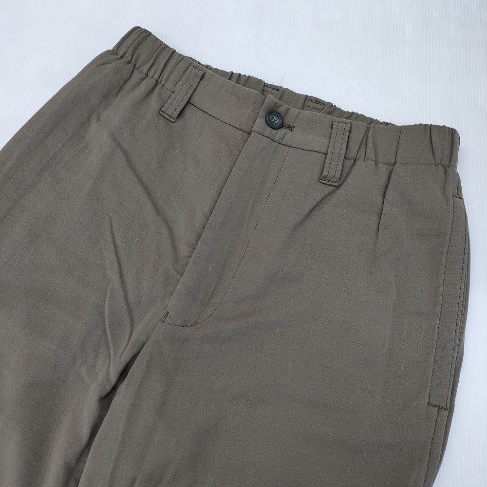 ISSEY MIYAKE MEN ME03FF011 ウエストゴム ストレートパンツ コットン パンツ カーキ系 メンズ イッセイミヤケ メン【中古】6-0504G∞