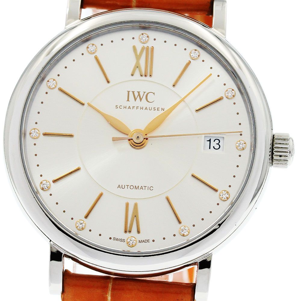 IWC IWC SCHAFFHAUSEN IW458101 ポートフィノ 12Pダイヤ デイト 自動巻き ボーイズ 良品 保証書付き_958862