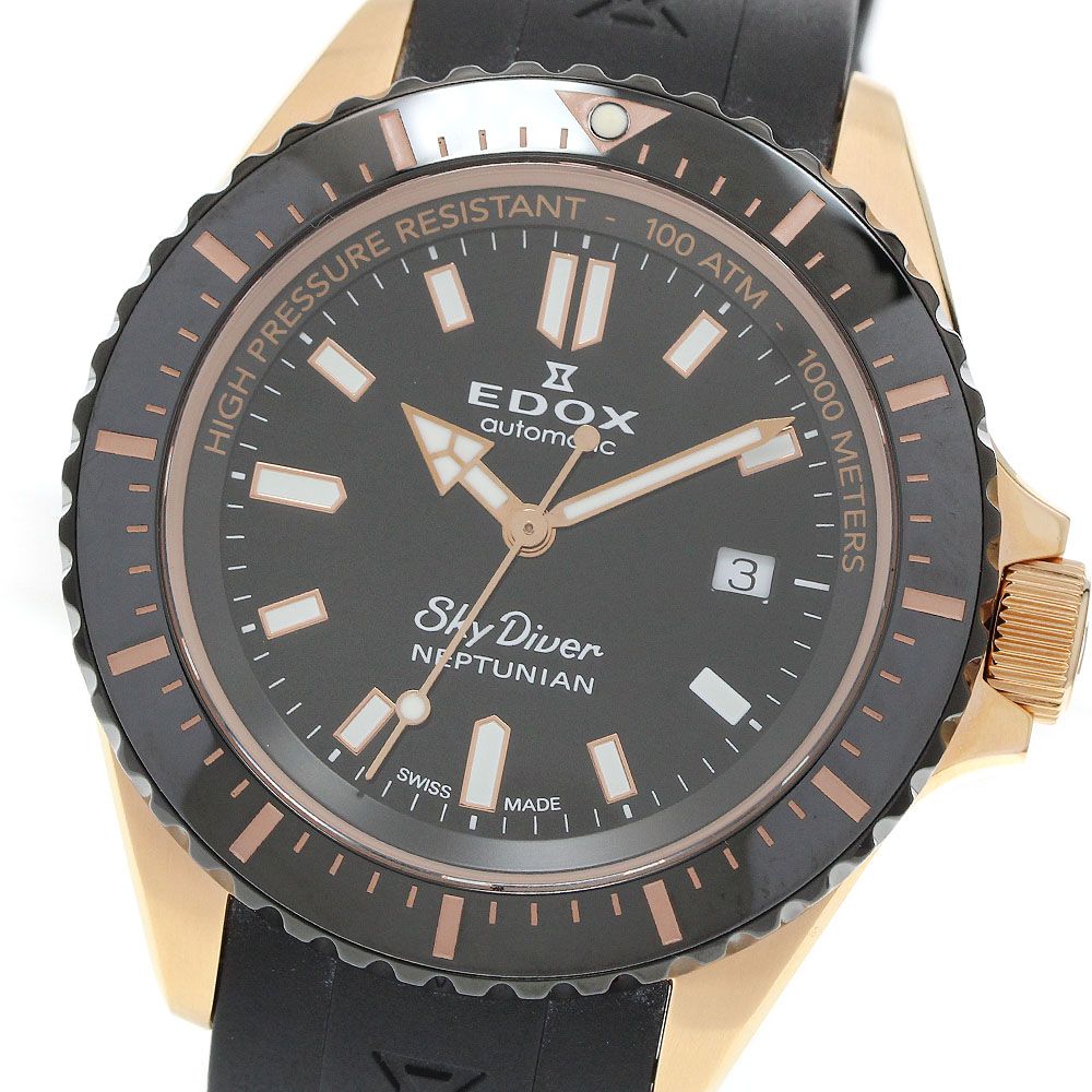 エドックス EDOX 80120-37RNNCA-NIR スカイダイバー ネプチュニアン デイト 自動巻き メンズ 良品 保証書付き_959966