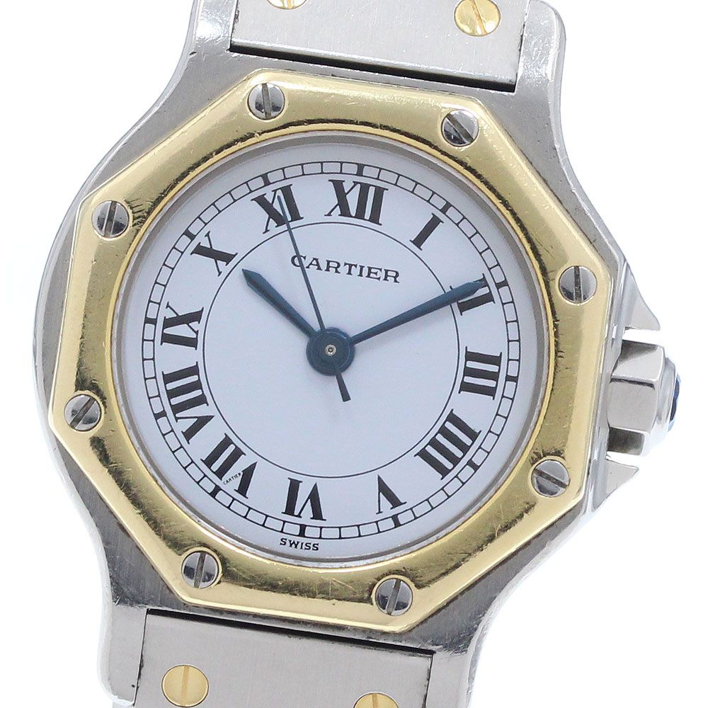 カルティエ CARTIER サントスオクタゴンSM YGベゼル 自動巻き レディース _953405