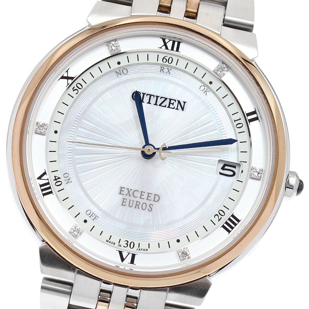 シチズン CITIZEN H128-T022375/CB3025-50W エクシード ユーロ エコドライブ デイト ソーラー電波 メンズ 美品 箱・保証書付き_956499
