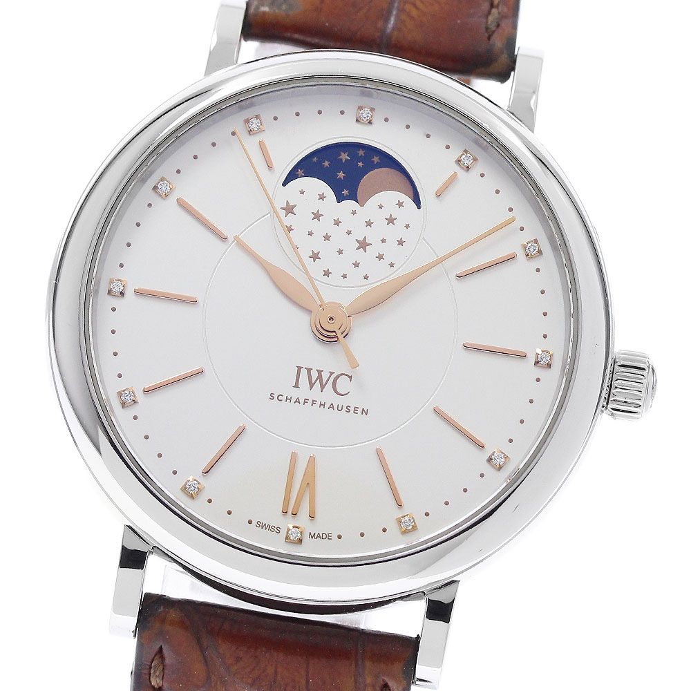 IWC SCHAFFHAUSEN IW459011 ポートフィノ ムーンフェイズ 12Pダイヤ 自動巻き メンズ _952539