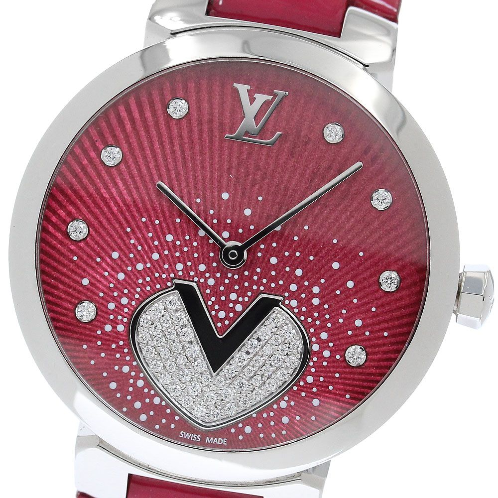 ルイ・ヴィトン LOUIS VUITTON Q1G09 タンブール クールV MM 8P ダイヤ クォーツ レディース 美品 箱付き_957727