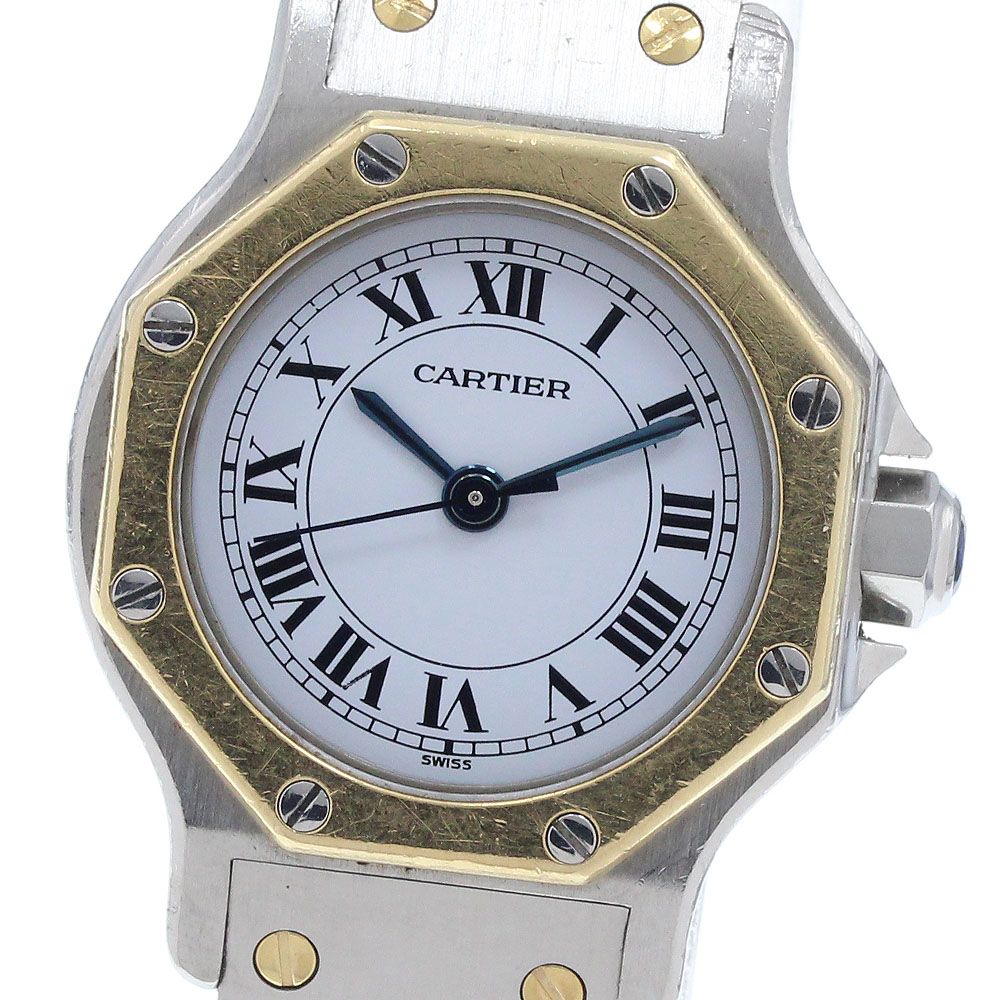 カルティエ CARTIER サントスオクタゴンSM YGベゼル 自動巻き レディース _952558