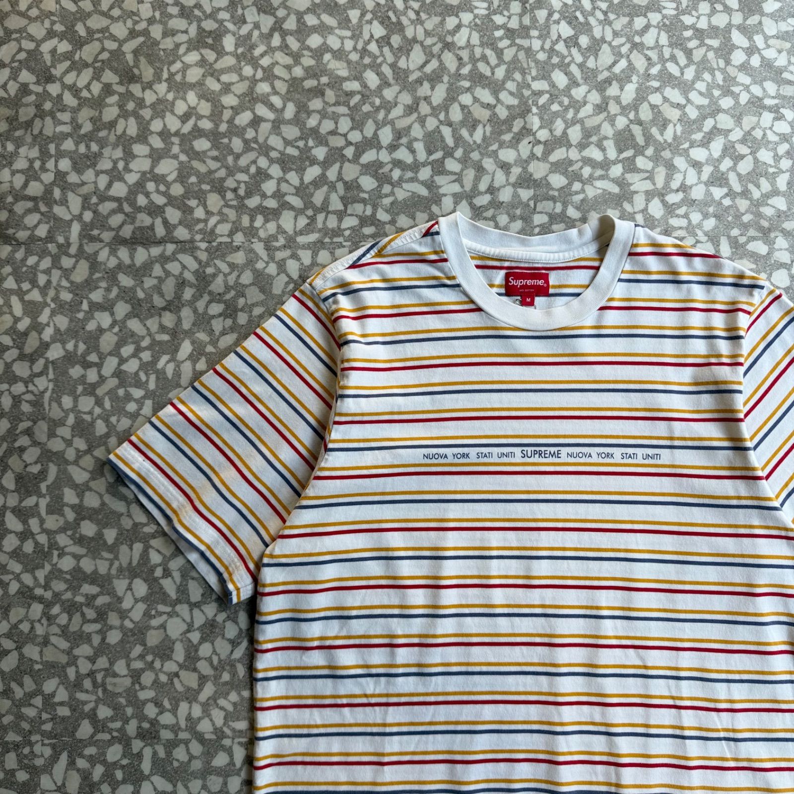 Supreme / multi border T-shirt size M シュプリーム ボーダー マルチボーダー Tシャツ ストリート ユニセックス フロントロゴ 半袖 西海岸 sk8 マルチカラー