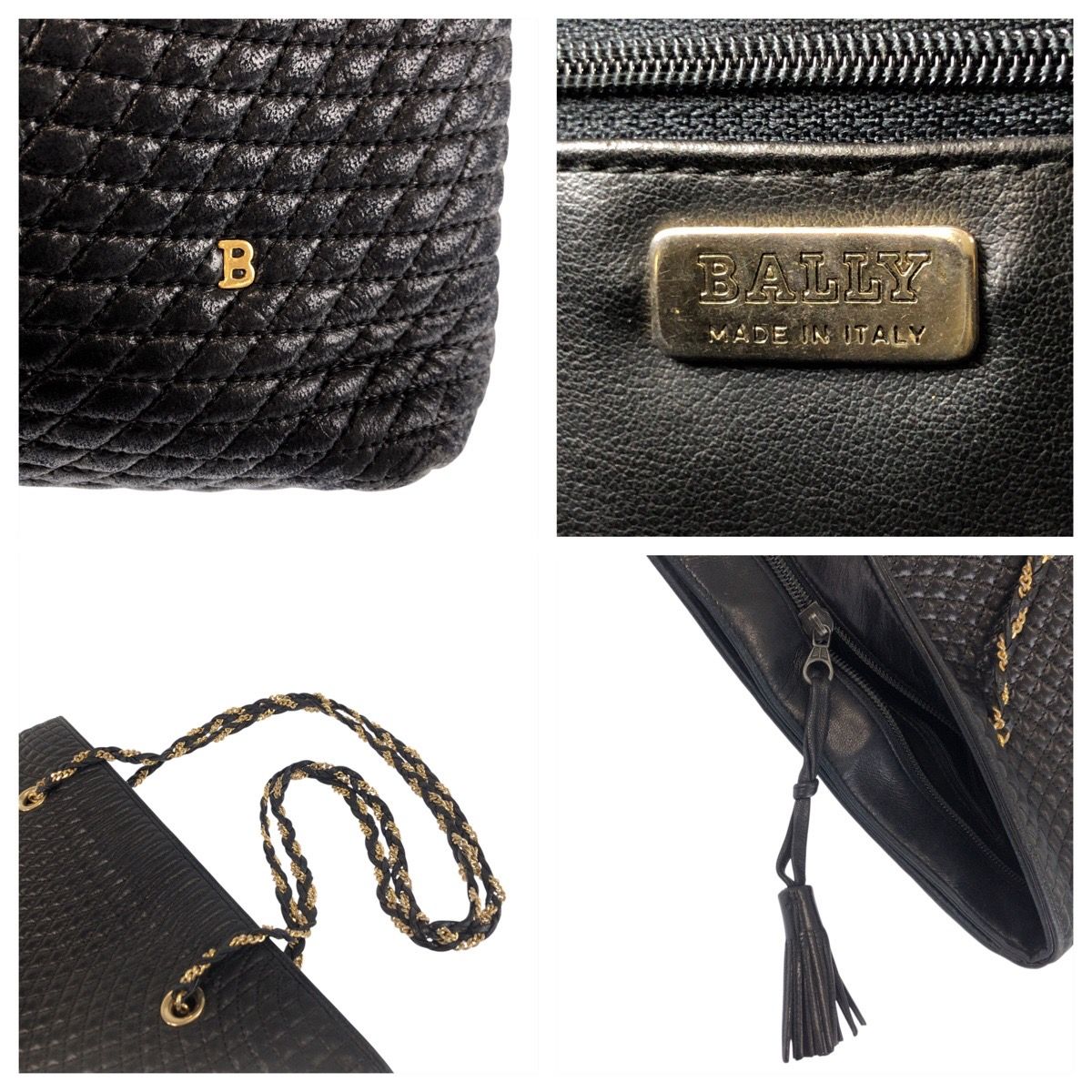 美品 BALLY バリー ヴィンテージ キルティング ブラック 黒 レザー