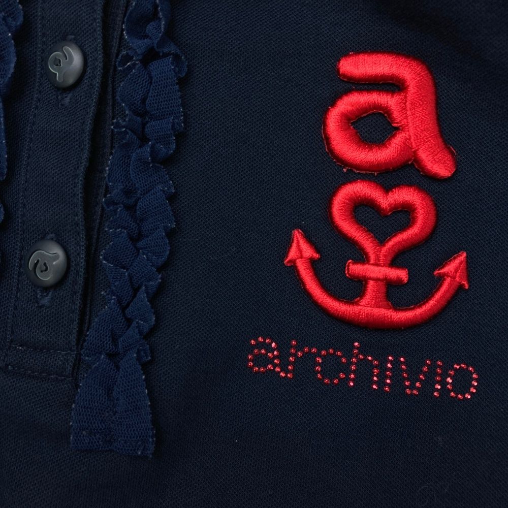 サイズ：38 ARCHIVIO アルチビオ 長袖ポロシャツ ネイビー系