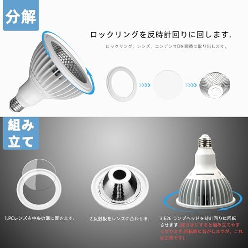 植物育成ライト, E26 ランプ口, 24Wスポットライト,フルスペクトル,高演色性,LED育成電球,ビーム角38度,昼光色4000K (ホワイトハウジング)as a54f1099