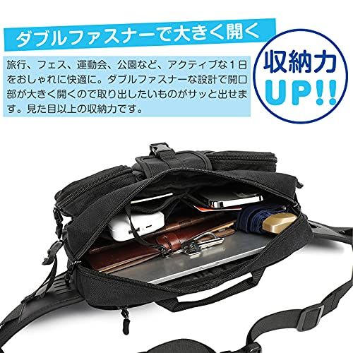 2WAY ウエストバッグ 多機能 ウエストポーチ 収納力 ボディバッグ 11ポケット ベルトバッグ 旅行バッグ 調節可能ベルト 小分け用フロントポケット ショルダーポーチ ワンショルダー ヒップバッグ バイク 釣り 旅行 ランニング 仕事 作 d1522f69